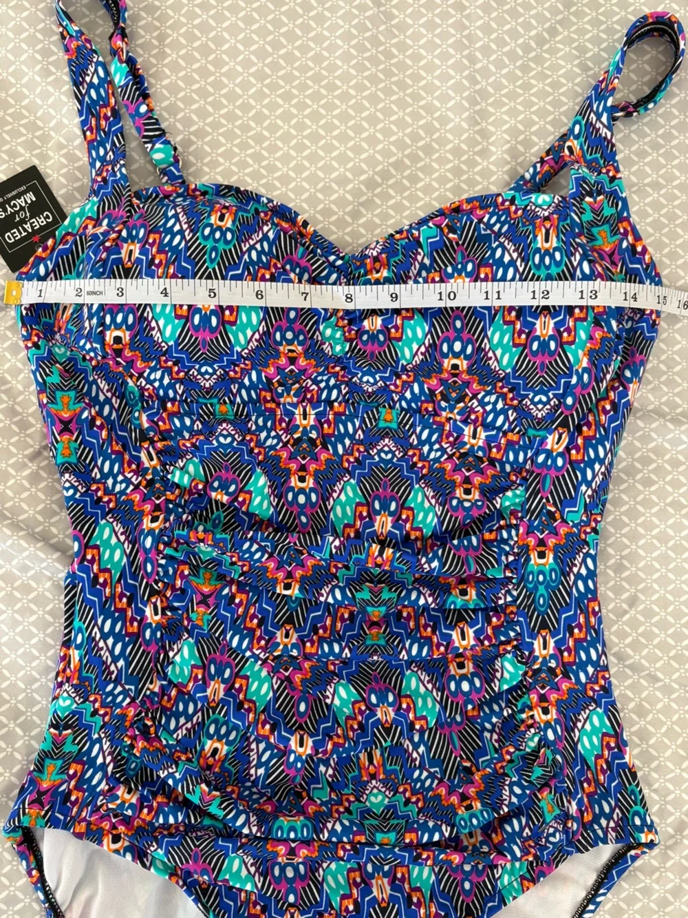 New Swim Solutions Tummy Control Shirred Sweetheart One Piece Swimsuit Size 12 - Picture 9 of 16